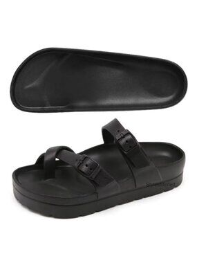 Women's Platform Sandals with Arch Support, EVA Chunky Slide Sandals with